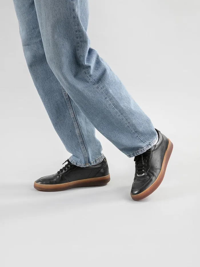 Men Officine Creative Footwear ASSET 001 Black Leather Low Top Sneakers Men Officine Creative Footwear ASSET 001 Black Leather Low Top Sneakers