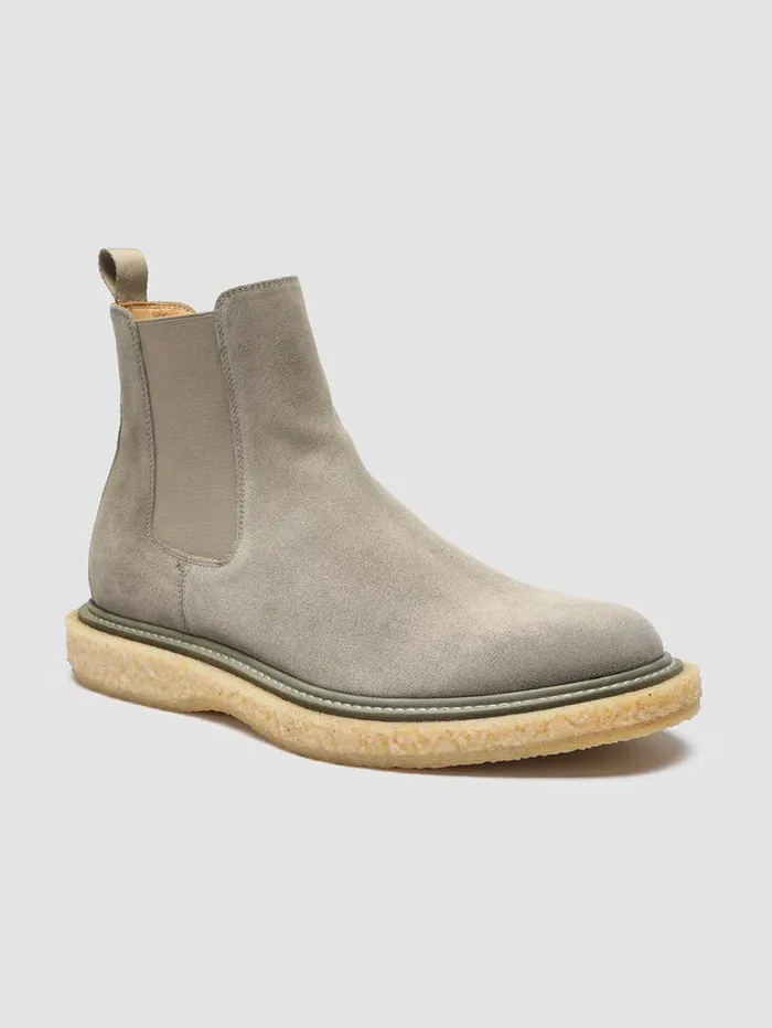 Men Officine Creative Footwear BULLET 002 Green Suede Chelsea Boots Men Officine Creative Footwear BULLET 002 Green Suede Chelsea Boots