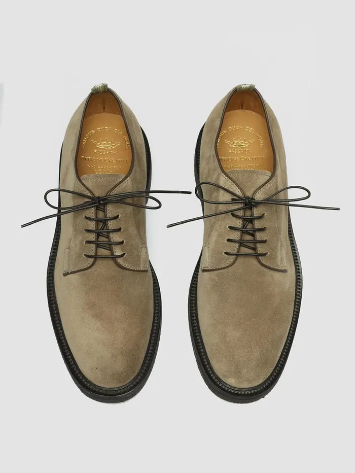 Men Officine Creative Footwear HOPKINS FLEXI 201 Taupe Suede Derby Shoes Men Officine Creative Footwear HOPKINS FLEXI 201 Taupe Suede Derby Shoes
