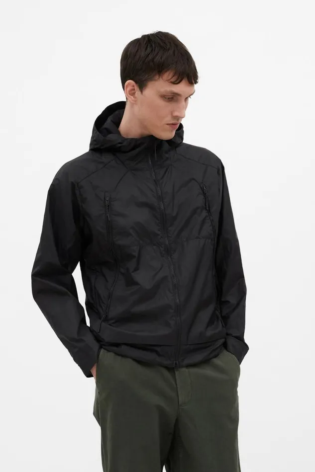 Men Pasmo Hooded Windbreaker Jacket Black Norse Projects Outerwear