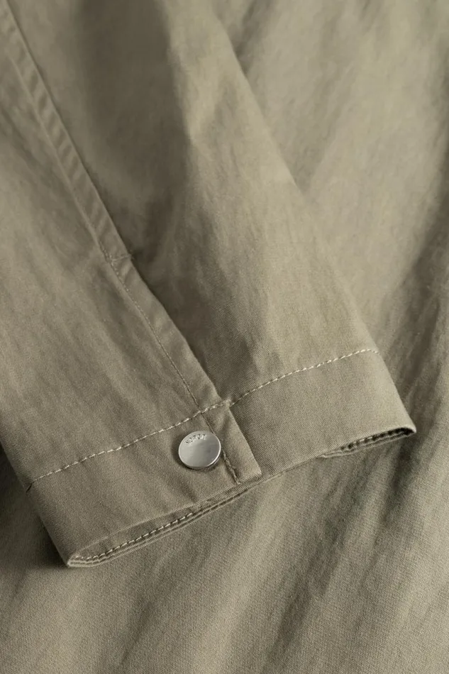 Men Pelle Fine Broken Twill Overshirt Sediment Green Norse Projects Overshirts