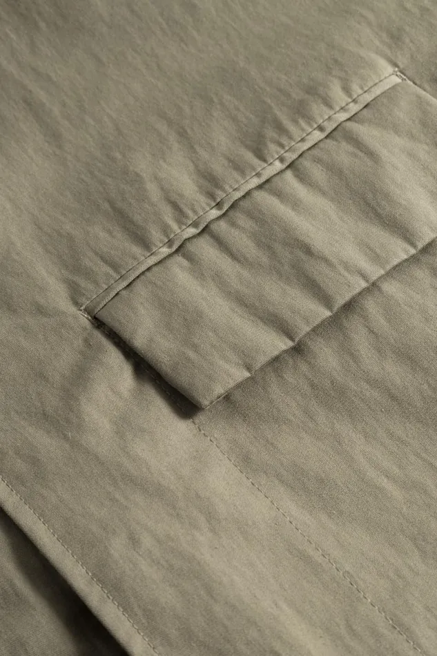 Men Pelle Fine Broken Twill Overshirt Sediment Green Norse Projects Overshirts