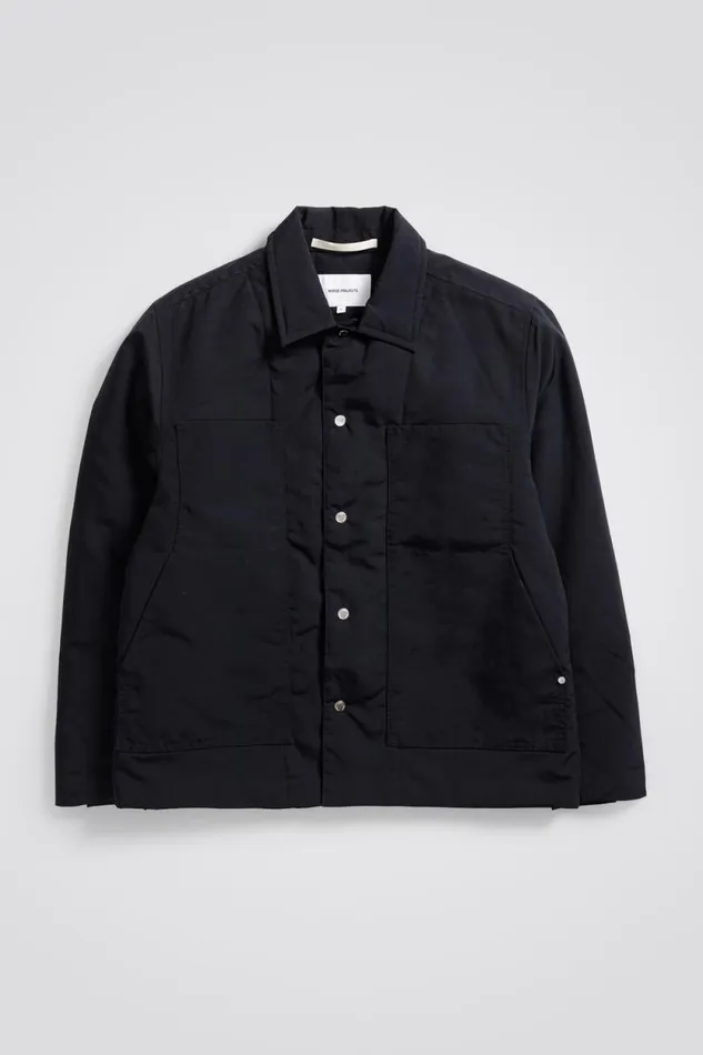 Men Pelle Waxed Nylon Insulated Jacket Dark Navy Norse Projects Outerwear
