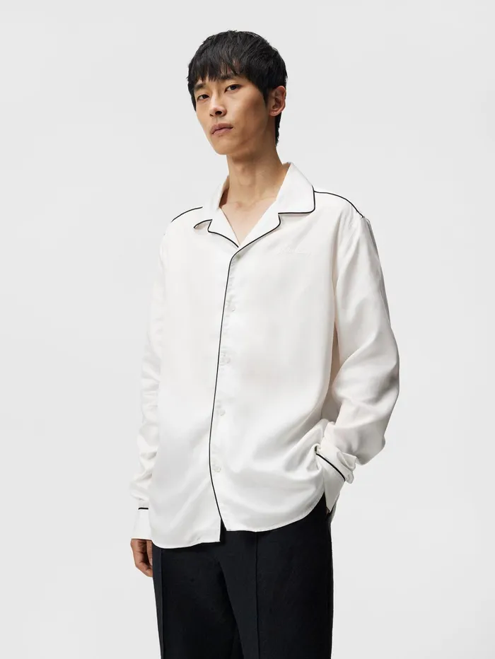 Men Piper Relaxed Piping Shirt Cloud White JLindeberg Shirts
