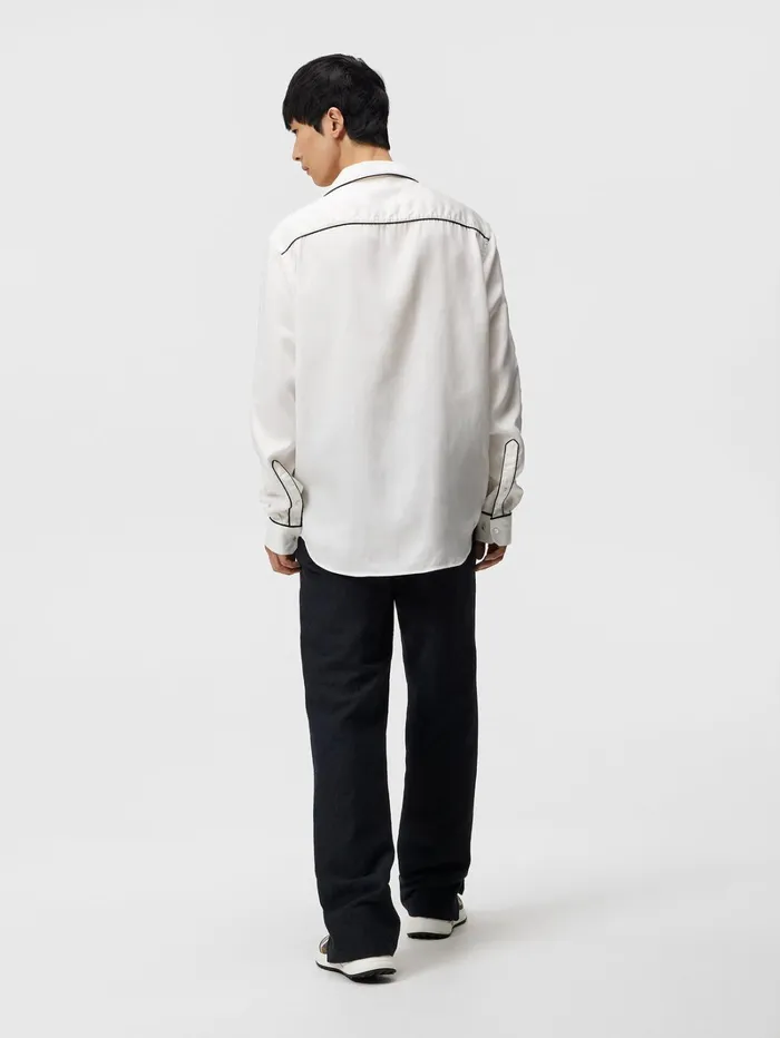 Men Piper Relaxed Piping Shirt Cloud White JLindeberg Shirts Men Piper Relaxed Piping Shirt Cloud White JLindeberg Shirts