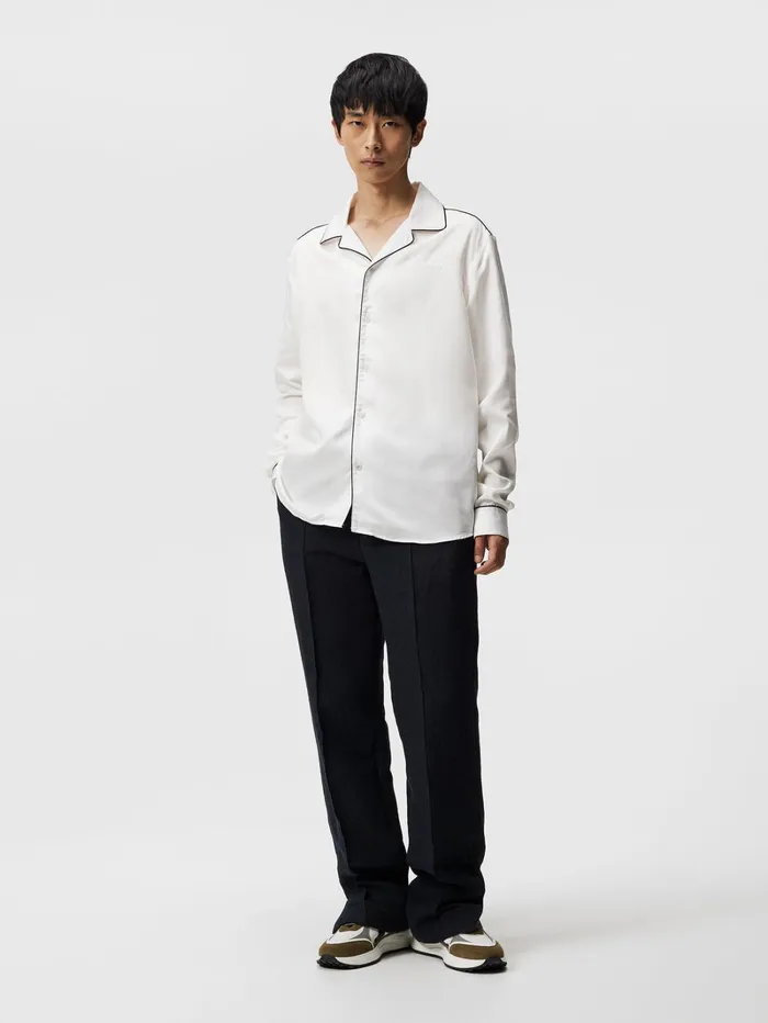 Men Piper Relaxed Piping Shirt Cloud White JLindeberg Shirts Men Piper Relaxed Piping Shirt Cloud White JLindeberg Shirts