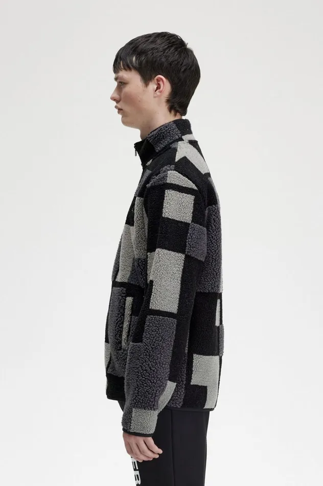 Men Pixel Borg Fleece Black Fred Perry Sweatshirts