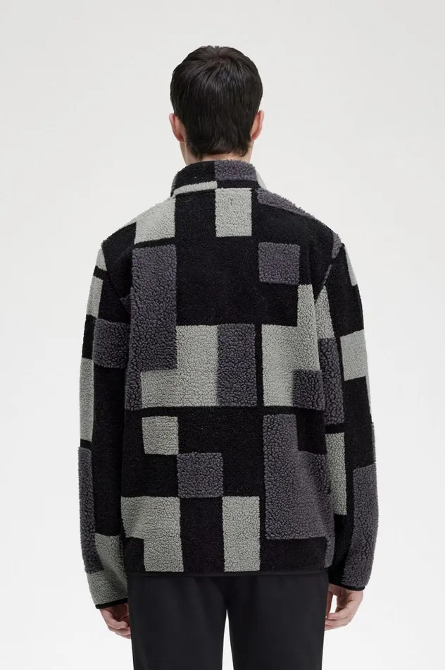 Men Pixel Borg Fleece Black Fred Perry Sweatshirts