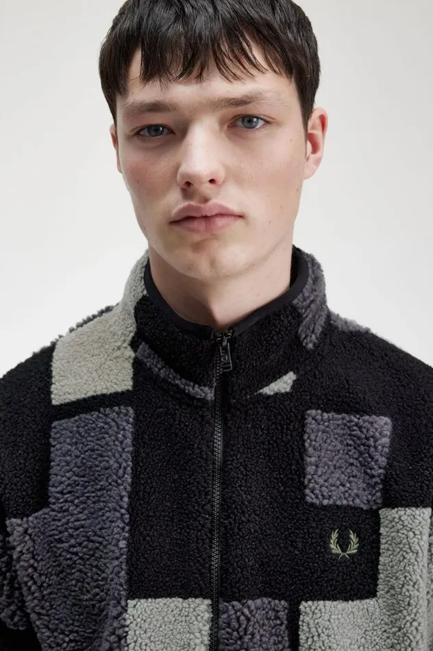 Men Pixel Borg Fleece Black Fred Perry Sweatshirts