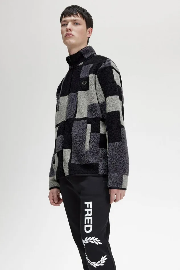 Men Pixel Borg Fleece Black Fred Perry Sweatshirts