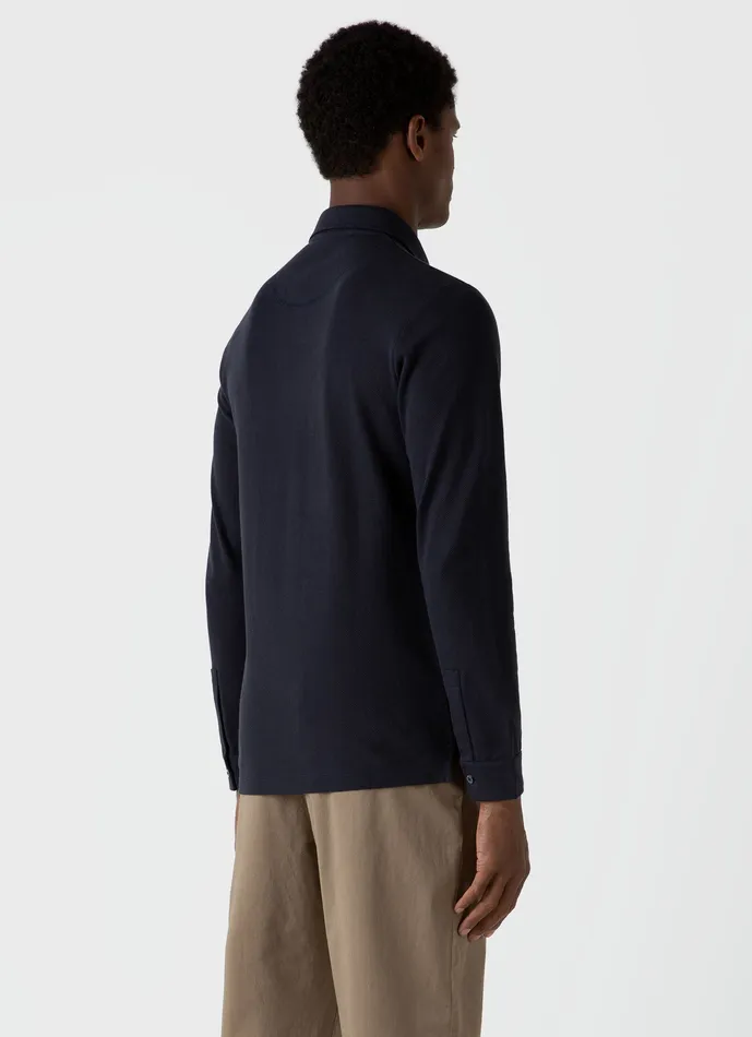 Men Polo Shirts ussunspel Sunspel x WM Brown Long Sleeve Polo Shirt Navy Men Polo Shirts ussunspel Sunspel x WM Brown Long Sleeve Polo Shirt Navy