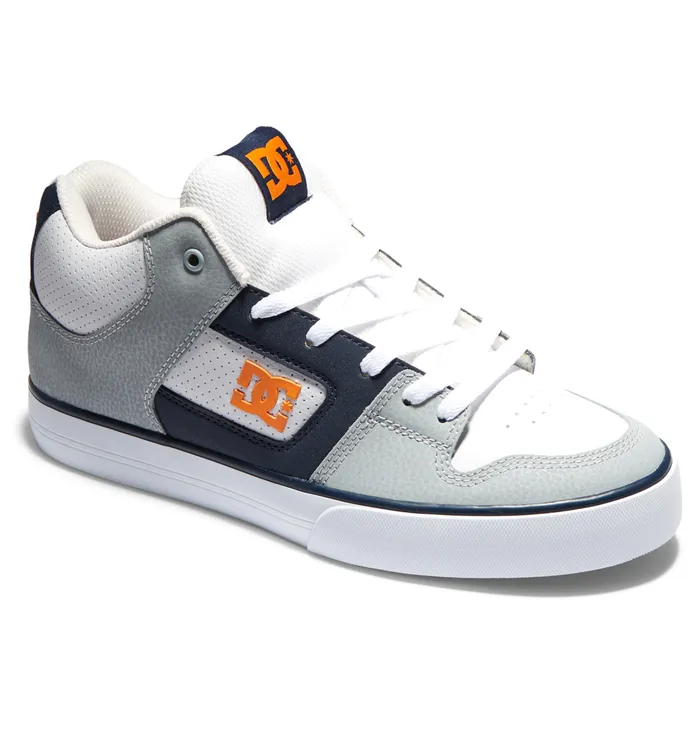 Men Pure MID MidTop Shoes whitegreyorange Sneakers DC Shoes
