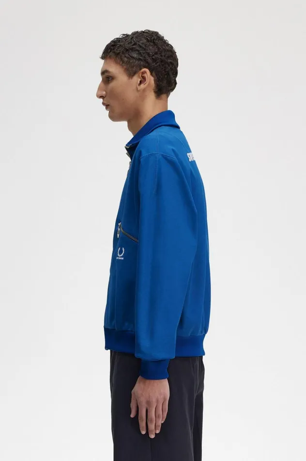 Men Raf SimonsPrinted Track Jacket Royal Blue Fred Perry Track Jackets