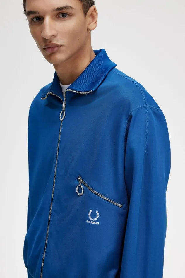 Men Raf SimonsPrinted Track Jacket Royal Blue Fred Perry Track Jackets