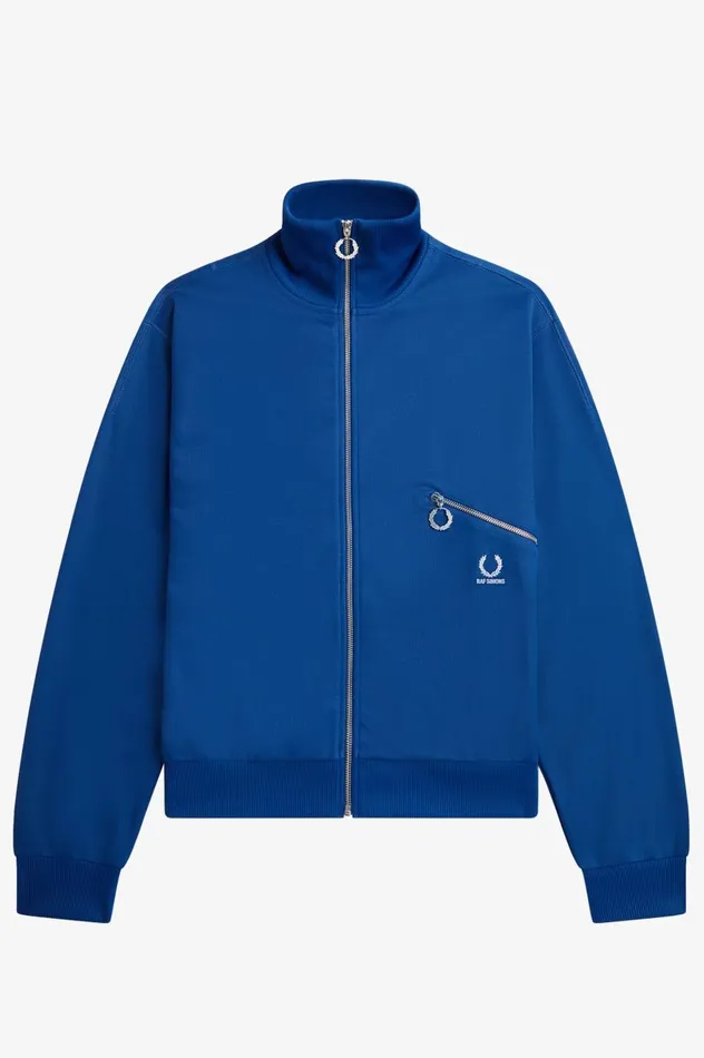 Men Raf SimonsPrinted Track Jacket Royal Blue Fred Perry Track Jackets