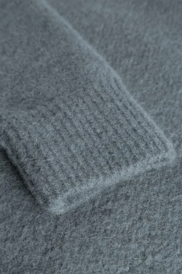Men Rasmus Relaxed Brushed Polo Mouse Grey Norse Projects Knitwear