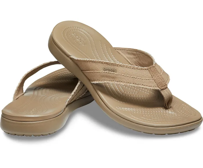 Men Santa Cruz Canvas Flip Khaki Walnut Sandals Crocs