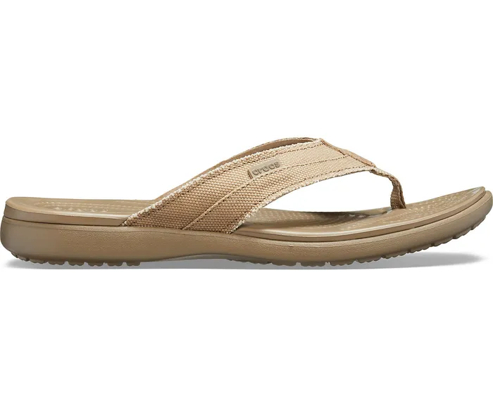 Men Santa Cruz Canvas Flip Khaki Walnut Sandals Crocs