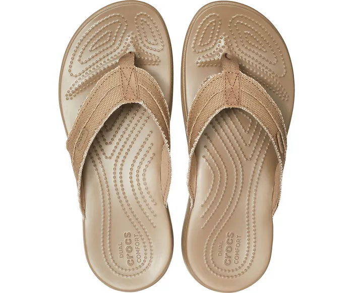 Men Santa Cruz Canvas Flip Khaki Walnut Sandals Crocs