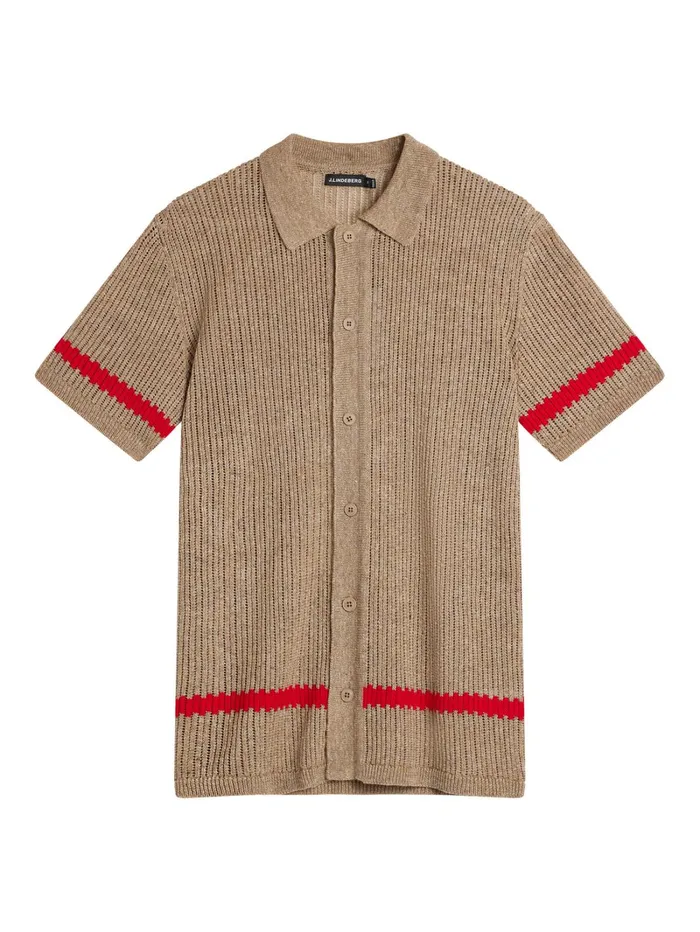 Men Sky Knitted Shirt Safari Beige JLindeberg Knitwear Men Sky Knitted Shirt Safari Beige JLindeberg Knitwear