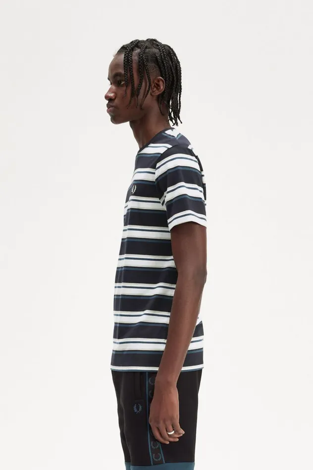 Men Stripe TShirt Navy Fred Perry TShirts