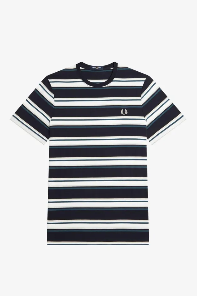 Men Stripe TShirt Navy Fred Perry TShirts