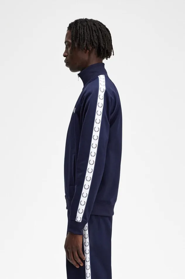 Men Taped Track Jacket Carbon Blue Fred Perry Track Jackets