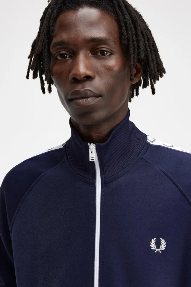 Men Taped Track Jacket Carbon Blue Fred Perry Track Jackets