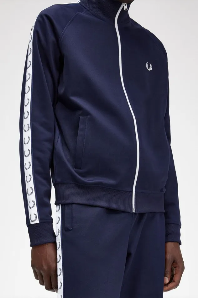 Men Taped Track Jacket Carbon Blue Fred Perry Track Jackets