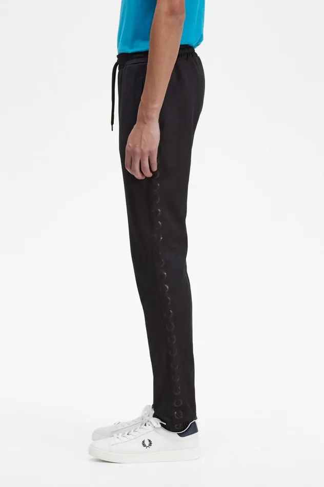 Men Taped Track Pants Black Fred Perry Tracksuits