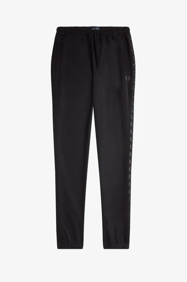 Men Taped Track Pants Black Fred Perry Tracksuits