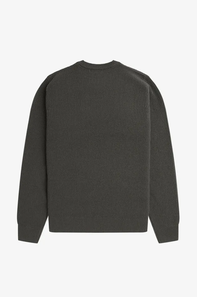 Men Textured Lambswool Jumper Field Green Fred Perry Knitwear