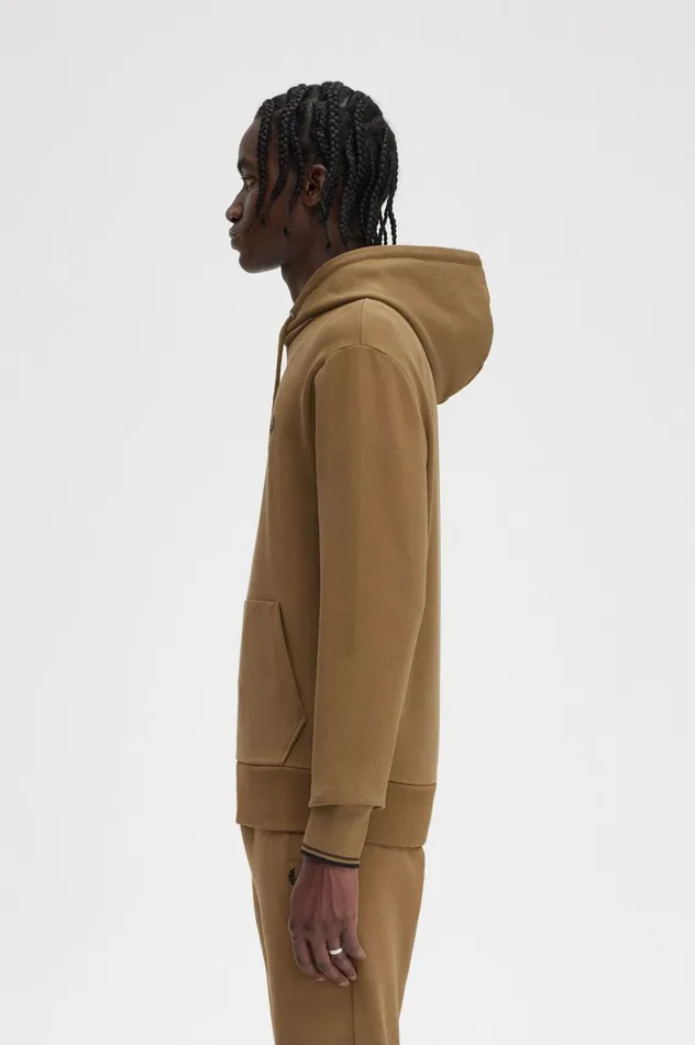 Men Tipped Hooded Sweatshirt Shaded Stoneburnt Tobacco Fred Perry Sweatshirts