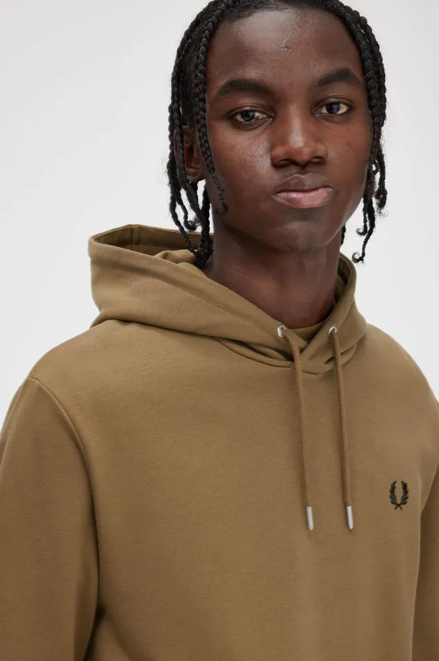 Men Tipped Hooded Sweatshirt Shaded Stoneburnt Tobacco Fred Perry Sweatshirts