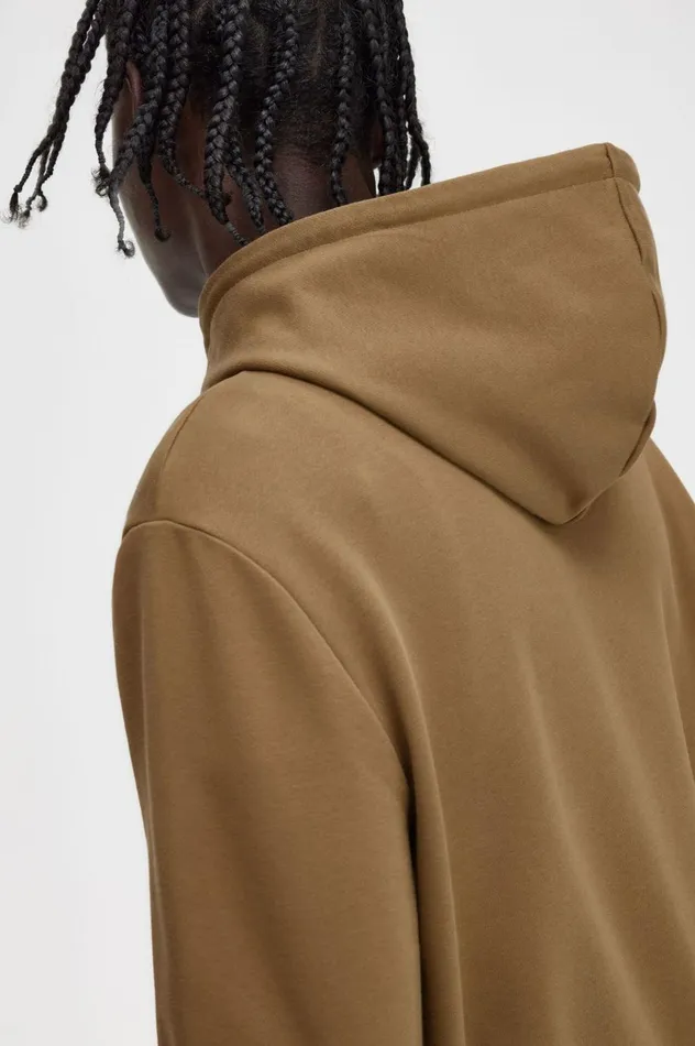 Men Tipped Hooded Sweatshirt Shaded Stoneburnt Tobacco Fred Perry Sweatshirts