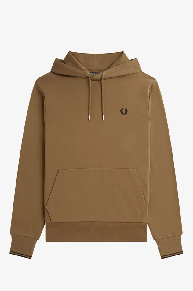 Men Tipped Hooded Sweatshirt Shaded Stoneburnt Tobacco Fred Perry Sweatshirts