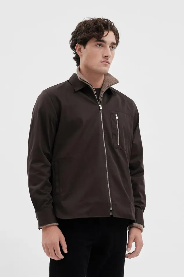 Men Ulrik Gabardine Overshirt Espresso Norse Projects Overshirts