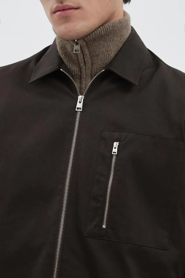 Men Ulrik Gabardine Overshirt Espresso Norse Projects Overshirts