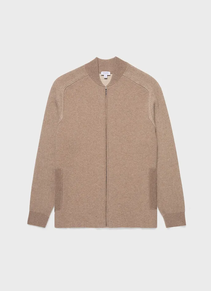 Men ussunspel Double Faced Bomber Jacket Light Sandstone Knitwear
