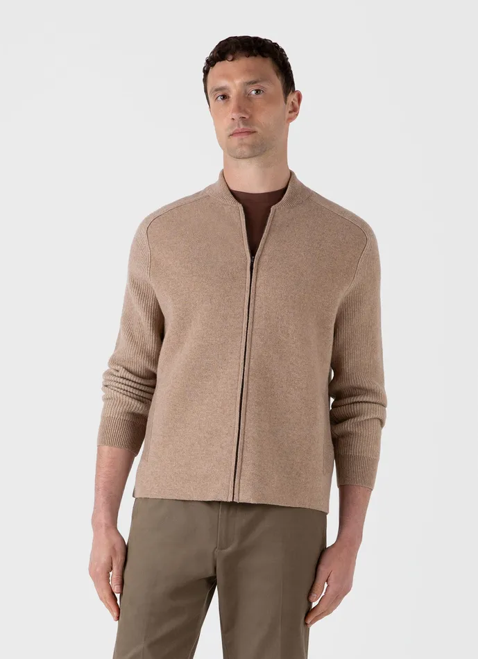 Men ussunspel Double Faced Bomber Jacket Light Sandstone Knitwear Men ussunspel Double Faced Bomber Jacket Light Sandstone Knitwear