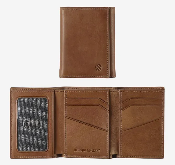 MenWomen Johnston and Murphy Wallets Rhodes Trifold Wallet Tan Full Grain