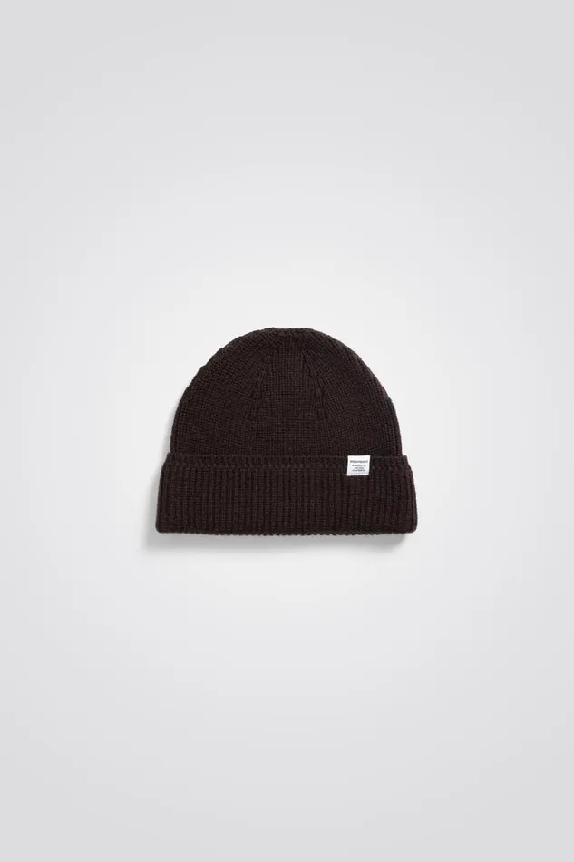 Men Wool Cotton Rib Beanie Espresso Norse Projects Beanies