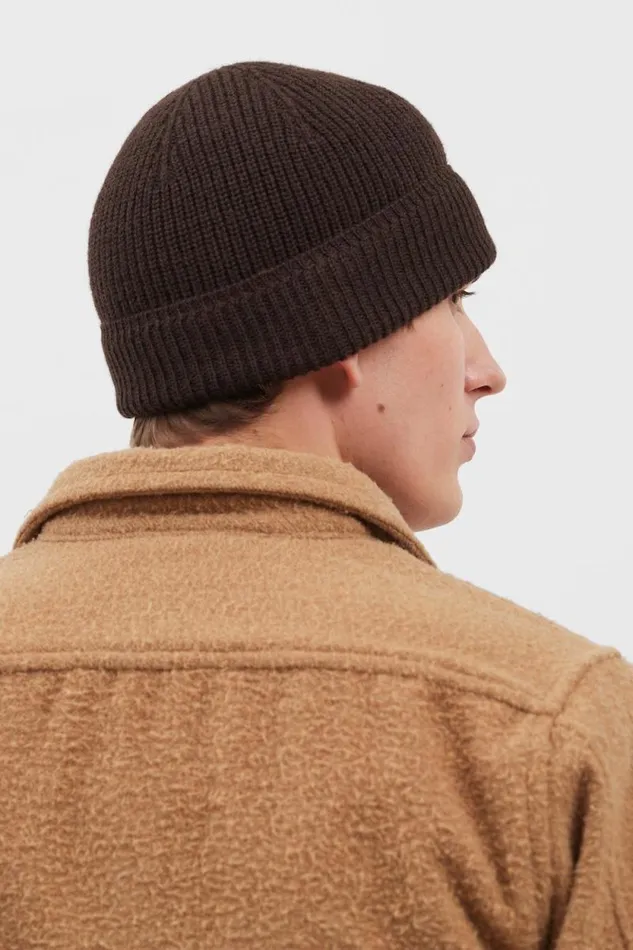 Men Wool Cotton Rib Beanie Espresso Norse Projects Beanies