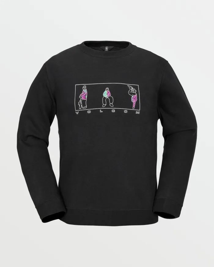 Mens Essential Crew Fleece 8211 Black Mens Volcom Layering