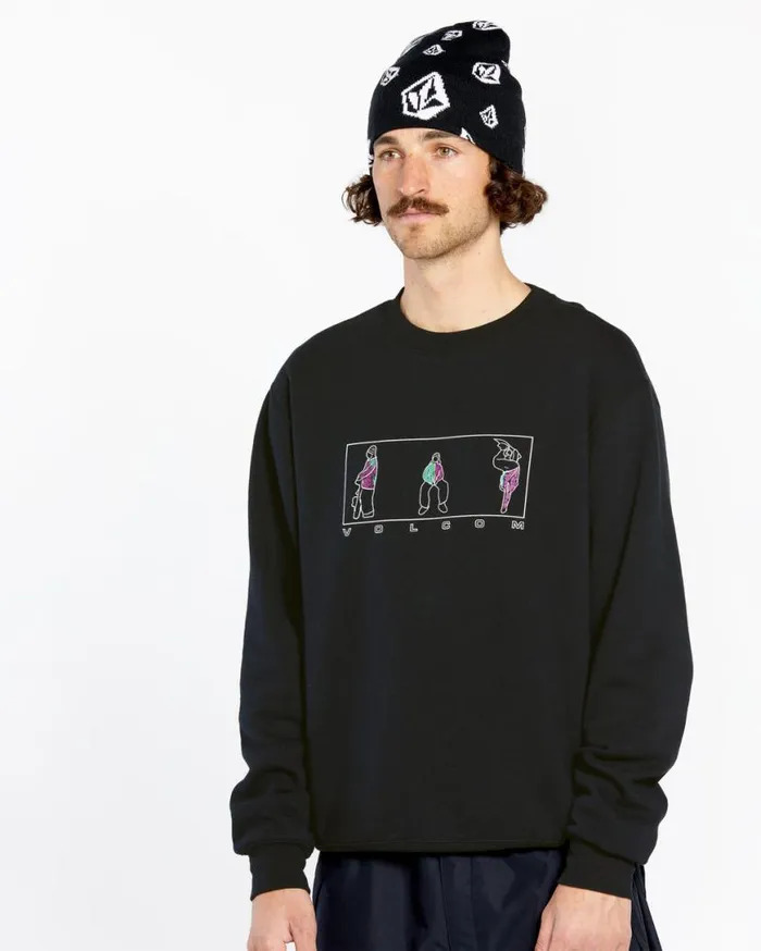 Mens Essential Crew Fleece 8211 Black Mens Volcom Layering