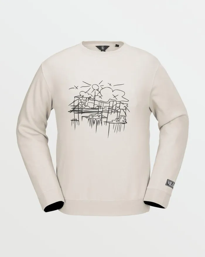 Mens Essential Crew Fleece 8211 Stone Mens Volcom Layering