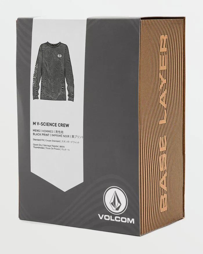 Mens VScience Crew 8211 Black Print Mens Volcom Layering
