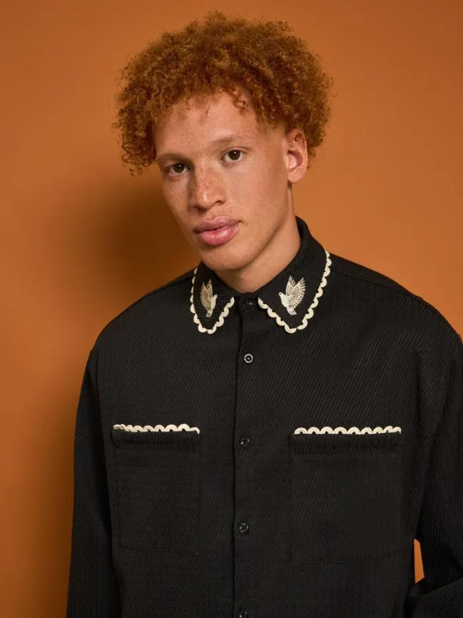 Menswear Hector Dove Embroidered Shirt Black Cool Sister Jane Menswear Hector Dove Embroidered Shirt Black Cool Sister Jane
