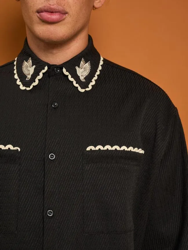 Menswear Hector Dove Embroidered Shirt Black Cool Sister Jane Menswear Hector Dove Embroidered Shirt Black Cool Sister Jane
