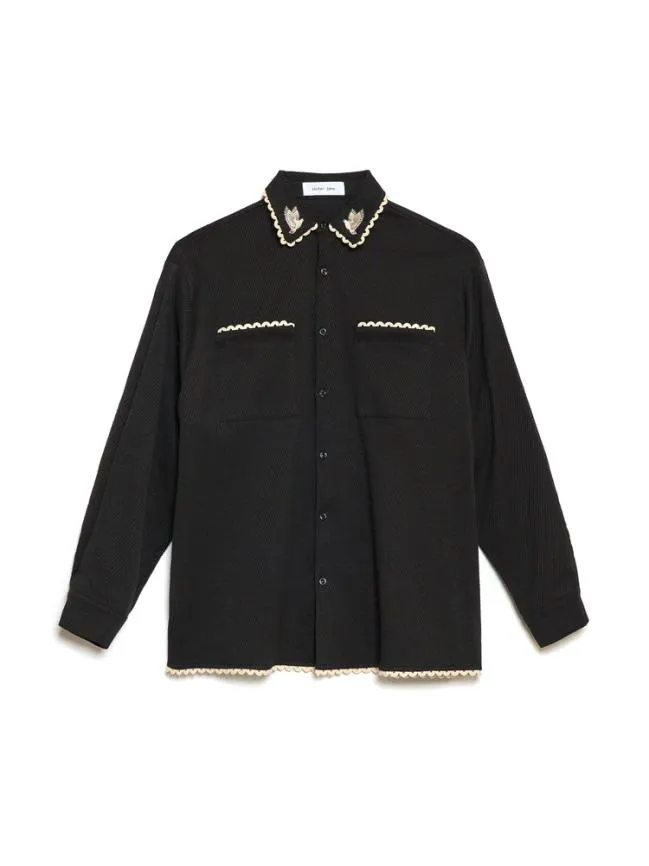 Menswear Hector Dove Embroidered Shirt Black Cool Sister Jane Menswear Hector Dove Embroidered Shirt Black Cool Sister Jane
